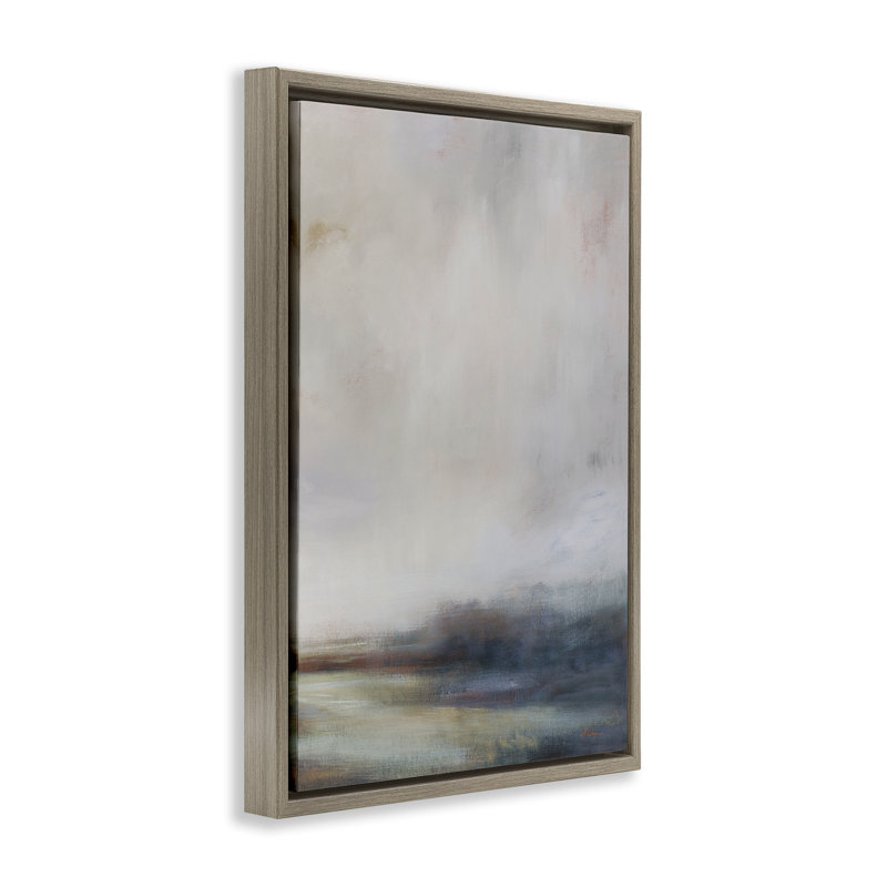«Misty Gray Landscape», toile flottante encadrée par Simon Addyman, Cadre flottant orme Montalcino, H 31 po x l 21 po