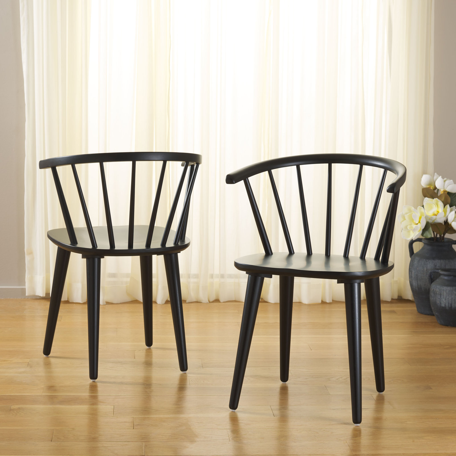 Sheffield Solid Wood Dining Chair, Matte Black
