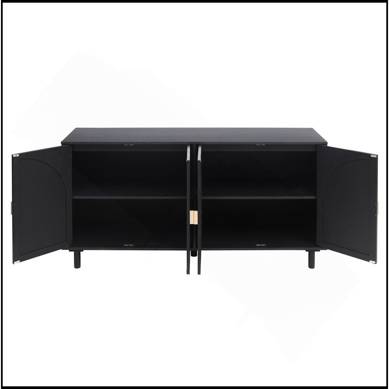 Armoire polyvalente à 4 portes pour différentes pièces avec des caractéristiques haut de gamme, Noir