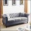 Canapé Chesterfield 80 po en velours gris pour salon, canapé 3 places