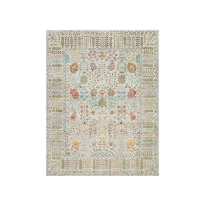 Tapis motif vase en soie noué à la main 11 pi 8 po x 15 pi beige 594FA6034CAA48FEB68F6839F15230F3