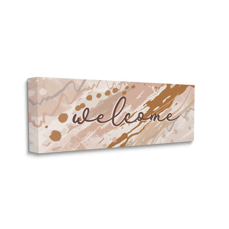 Motif de géode abstraite «Welcome Greeting» par Jennifer Ellory - Art textuel, Toile tendue, H 13 po x l 30 po