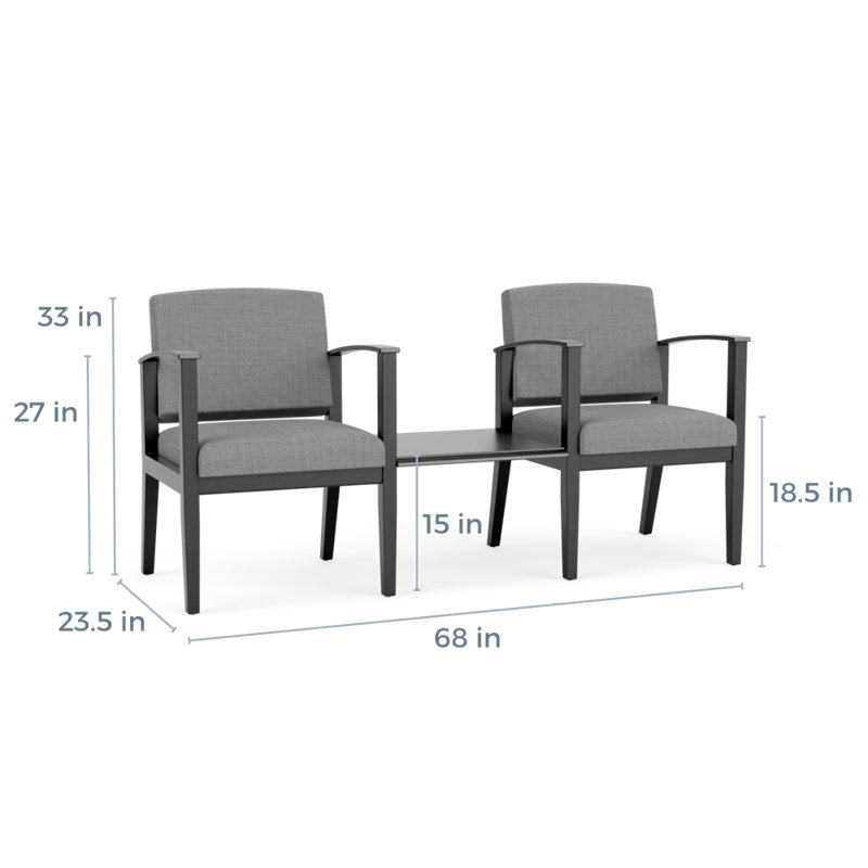 Structure en bois tandem 2 places avec table centrale Amherst, Noir, Gris chambray