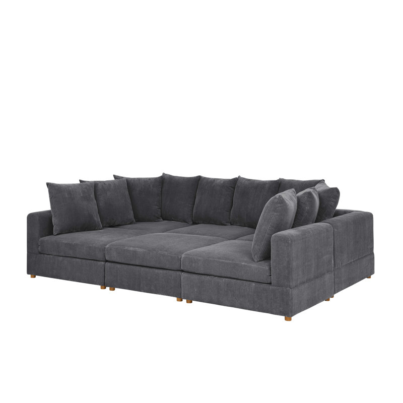 Belandina 6-Piece Modular Sofa, Dark Gray Corduroy 2