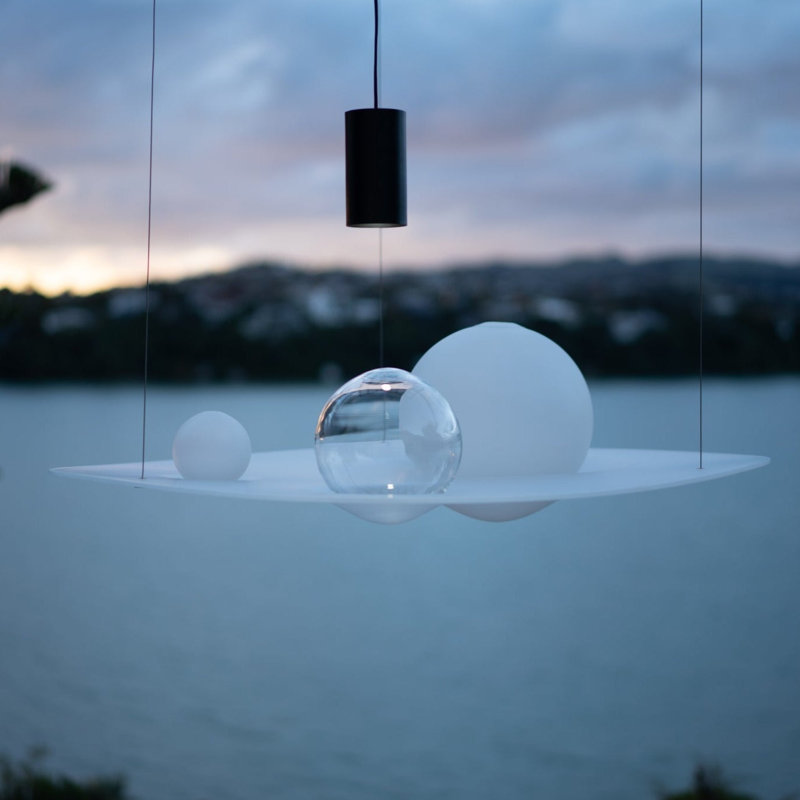 Gravity Well Chandelier, Satin White