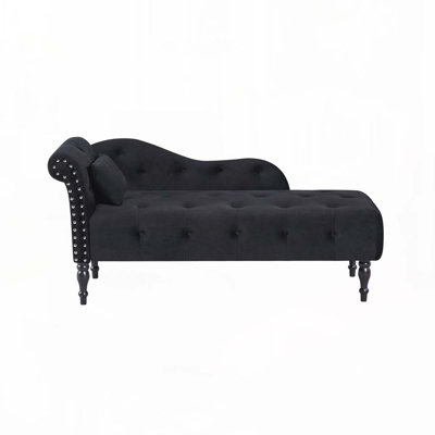 Velvet Upholstered Buttons Tufted Nailhead Trimmed Indoor Chaise Lounge by House of Hampton