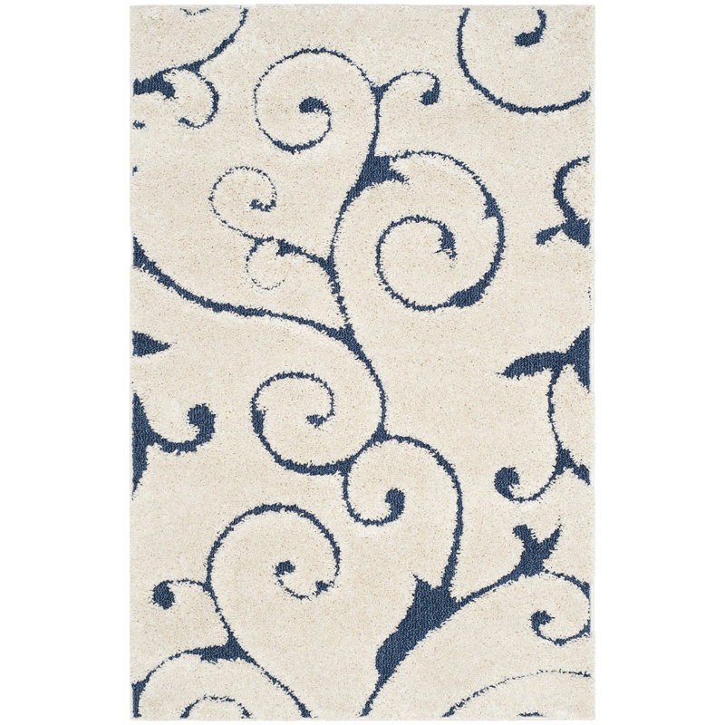 Tapis Amza, Rectangle 3 pi 3 po x 5 pi 3 po, Crème/bleu