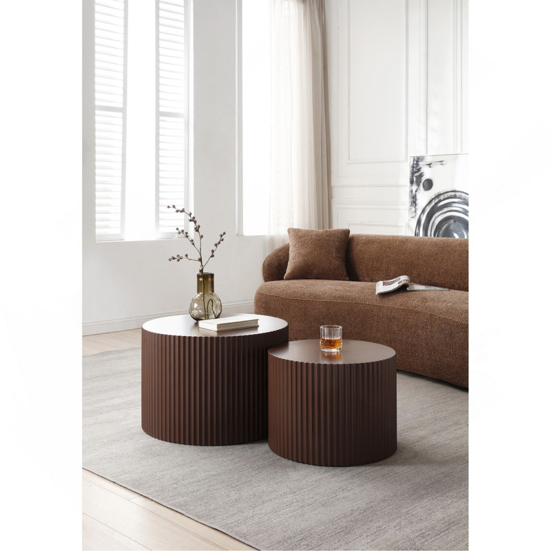 Ensemble de 2 tables gigognes, Marron foncé