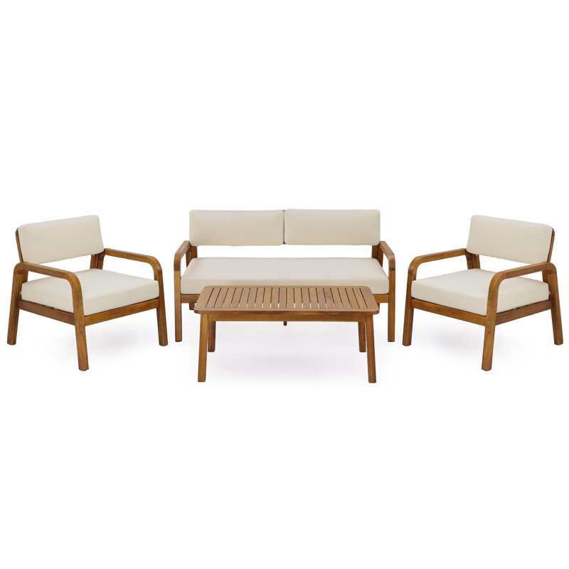 Ensemble de canapé d'extérieur 4 pièces avec coussins et table basse