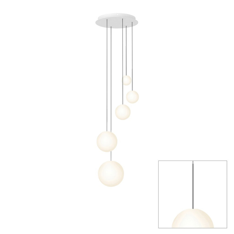 Bola Sphere Pendant Chandelier, 109" H x 17" W x 17" D, Chrome