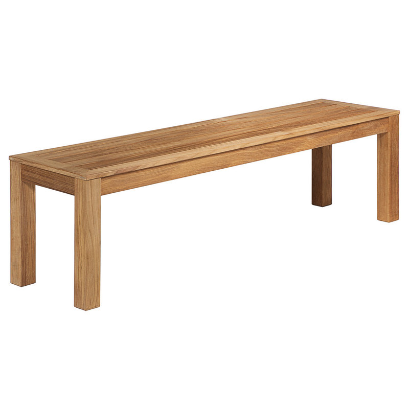 Linear Outdoor Teak Dining Bench, 17" H x 53" W x 16" D