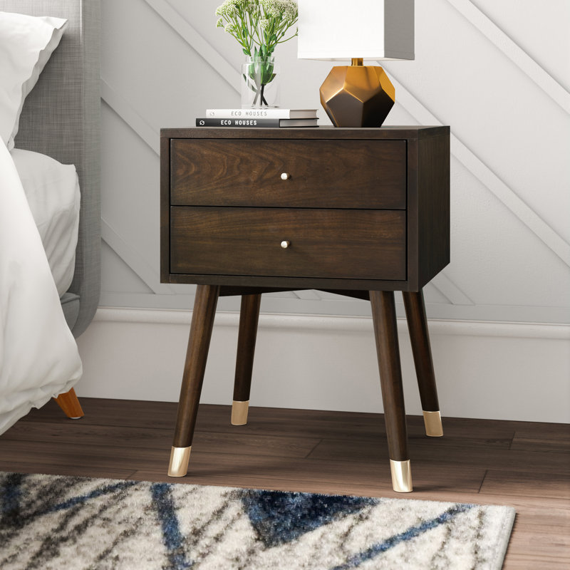 Debriana 18'' W Nightstand, Gold/Walnut
