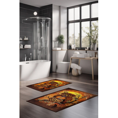 Ensemble de tapis de bain de luxe Eakly (2 pièces), 100% polyester, 16,0 x 23,6 pouces et 23,6 x 39,4 pouces | Conception antibactérienne antidérapante, hauteur de poils de 0,3 po | Lavable à la machine, durable et facile à nettoyer | Idéal pour la décoration de salle de bain