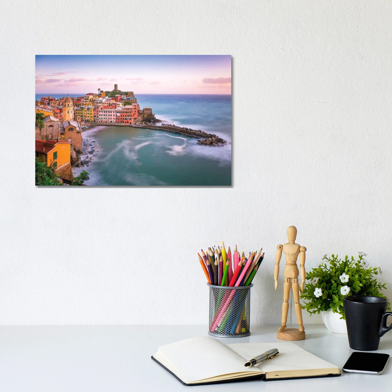 Italy, Vernazza. Overview Of Coastal Town. by Jaynes Gallery - Wrapped Canvas Print, 20.32cm H x 30.48cm W x 1.91cm