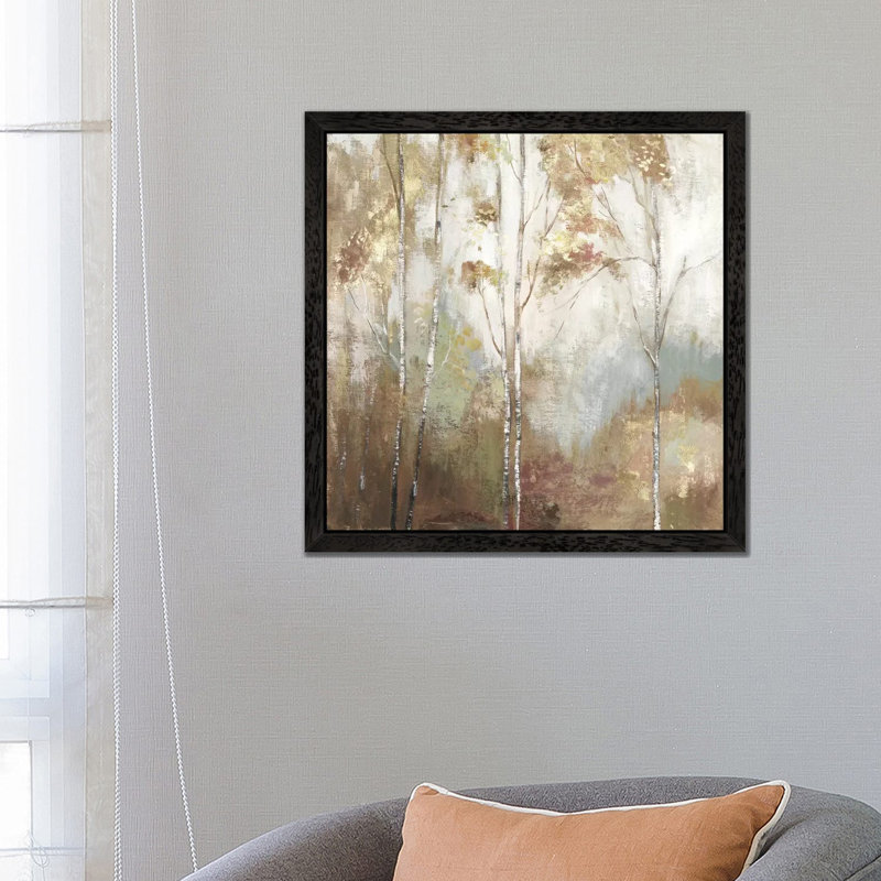 Fine Birch II by Allison Pearce - Painting on Canvas, 66.04 cm H x 66.04 cm W, Black Framed