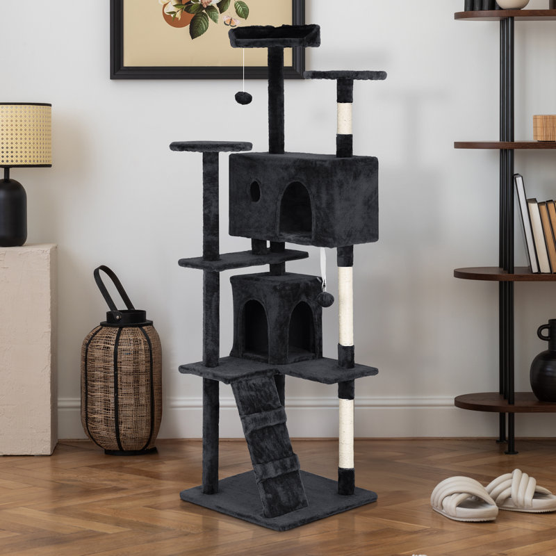 Tour pour arbre à chat Derrell, Gris/noir, H 70 po x l 21,3 po x P 21,3 po