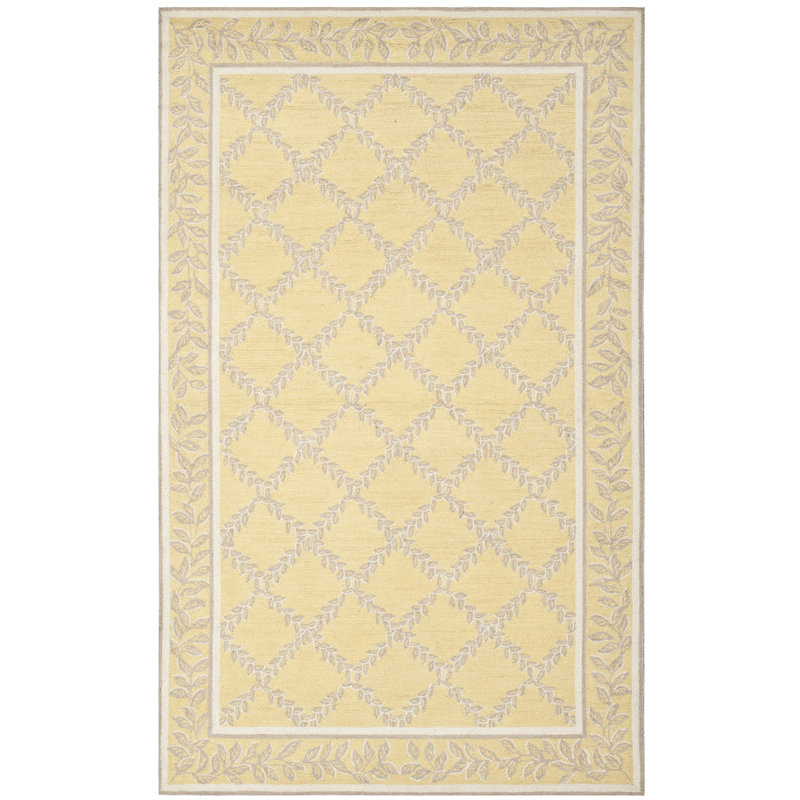 Jonsson Hand Hooked Wool Pile Geometric Rug, Rectangle 6' x 9'