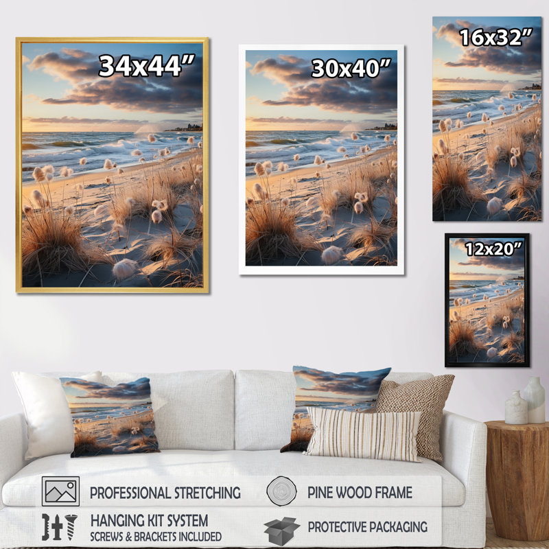 «Beach Photo Coastal Harmony III» - Impression sur toile nautique et plage, H 20 po x l 12 po x P 1 po, Cadre flottant doré