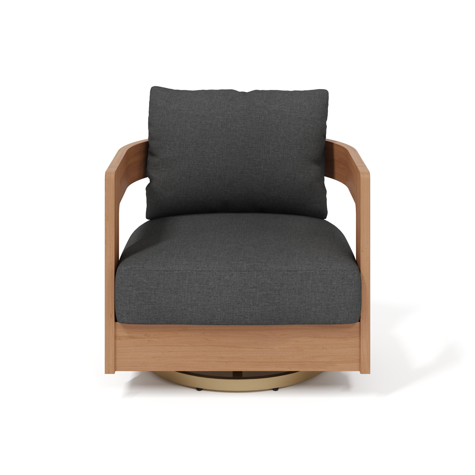 Outdoor Patio Swivel Chair With Cushions, Gray