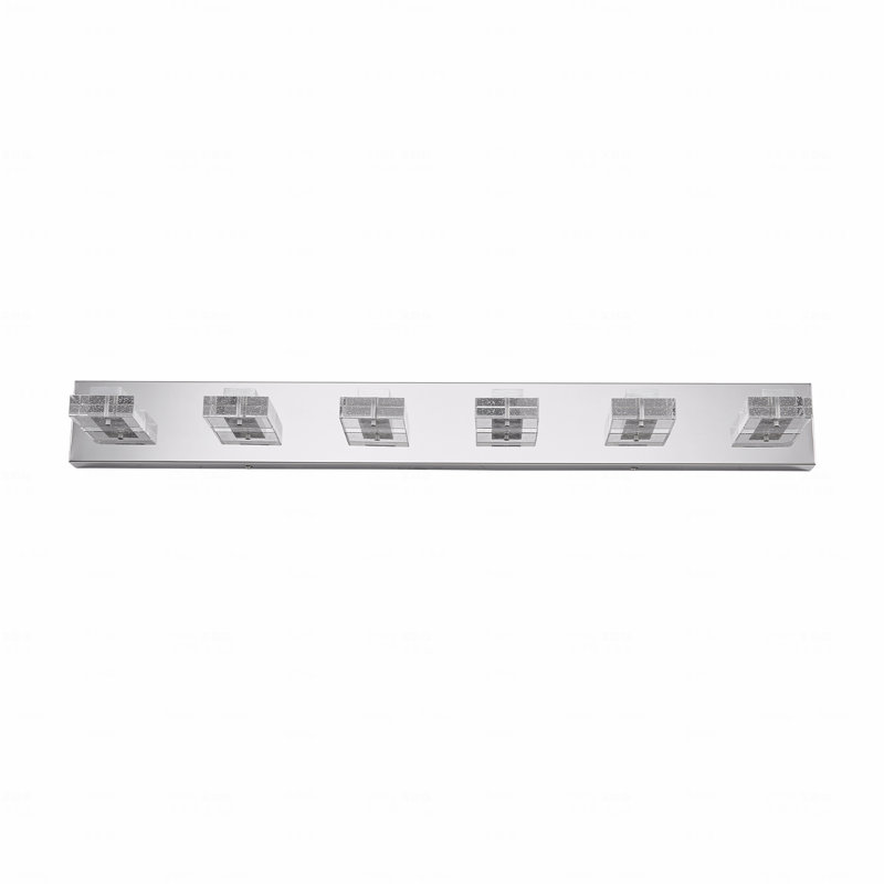 Luminaire de meuble-lavabo de 38 po en métal avec finition chromée à 6 lumières avec fonction d'éclairage à DEL, abat-jour carré en acrylique avec installation murale pour une utilisation dans la salle de bain, avec fonction d'éclairage miroir
