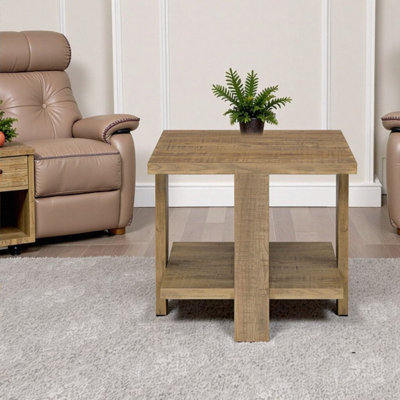 Square End Table 21.75 Height X 23.5 Width Engineered Wood Rustic Style