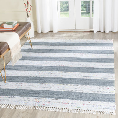 Tapis rayé en coton tissé à la main Yokum