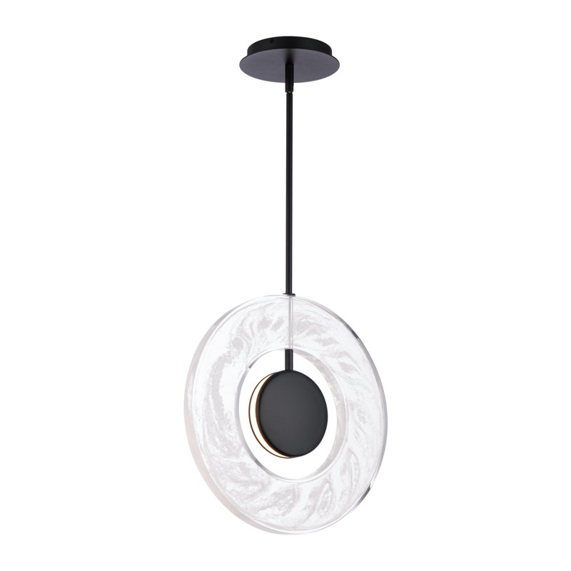 Mini Aged Brass LED Pendant with Artisan Crafted Milky Cloud Acrylic Shade