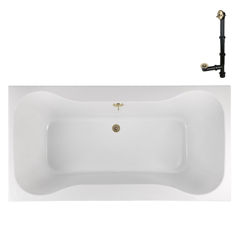 60'' x 32'' Drop-In Soaking Acrylic Bathtub, Polished Brass