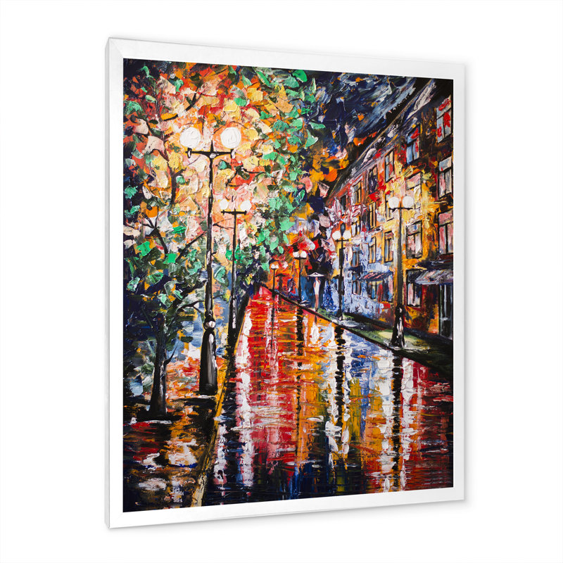 Paris Street Under Rain - Peinture, H 20 po x l 12 po x P 1 po, Cadre photo blanc