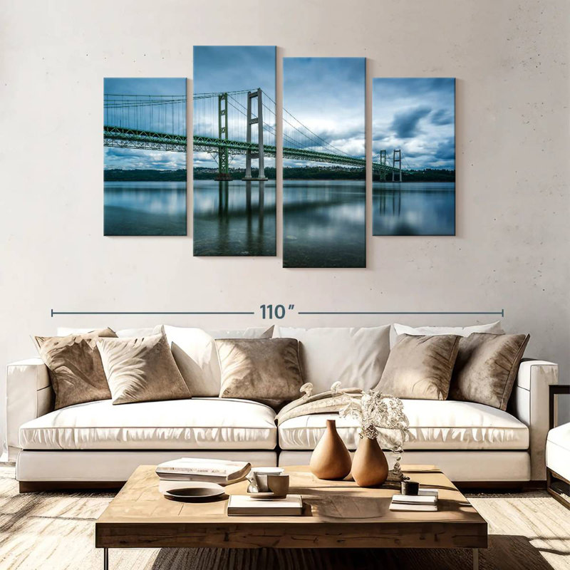 Lilie nuageux, pont Tacoma Narrows, H 54 po x l 84 po
