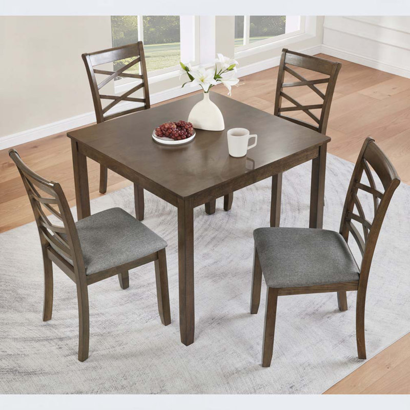 Ensemble de table de salle à manger 5 pièces en bois avec 4 chaises