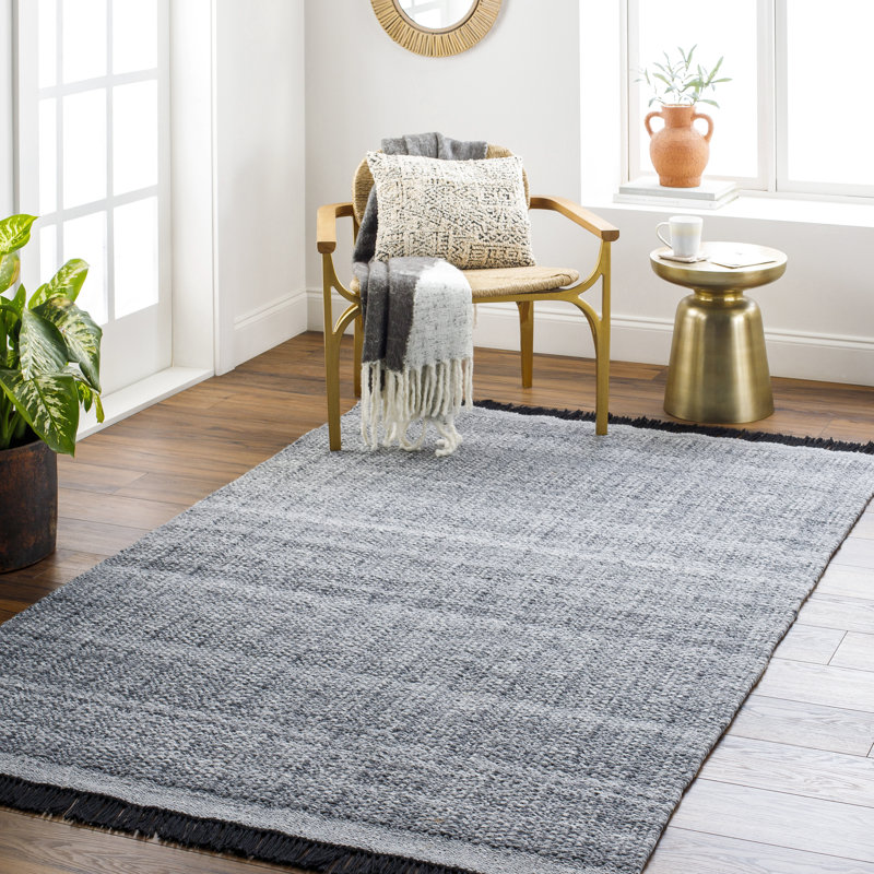 Striped Indoor / Outdoor Rug, Rectangle 6' x 9', Charcoal