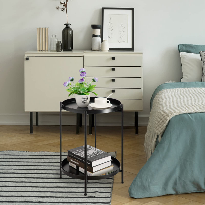 Bunow End Table, Black, Black