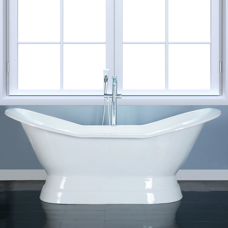 Oxnard 72'' x 31'' Soaking Cast Iron Bathtub with Faucet