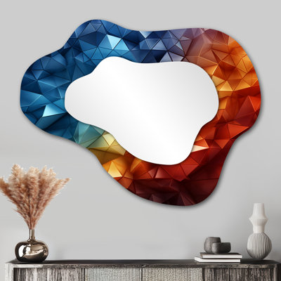 Ula Rainbow Harmony géométrique - décor de miroir mural unique nuage arc-en-ciel, grand miroir traditionnel asymétrique, impression d'art en métal