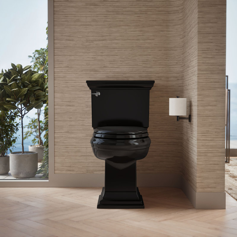Glenbury Elongated Toilet Seat, Black, Ready Latch