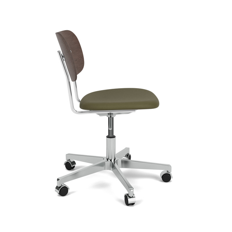 Co Swivel Task Chair, Dark Stained Oak/Silver, Army