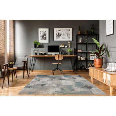 Tapis de zone beige abstrait Cobb