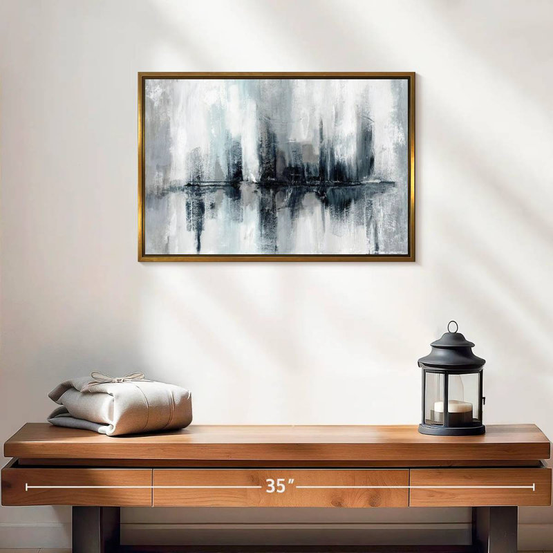 Lumières de port indigo, Cadre flottant doré, 19 po x 13 po