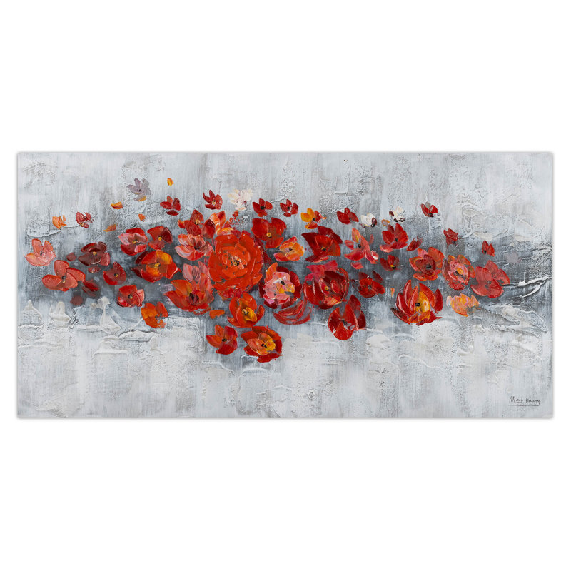 Hand-Painted Canvas Print Pearls And Roses