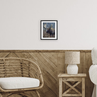 «Expressive Moose in Forest», reproduction encadrée sous verre, conception de James Corwin