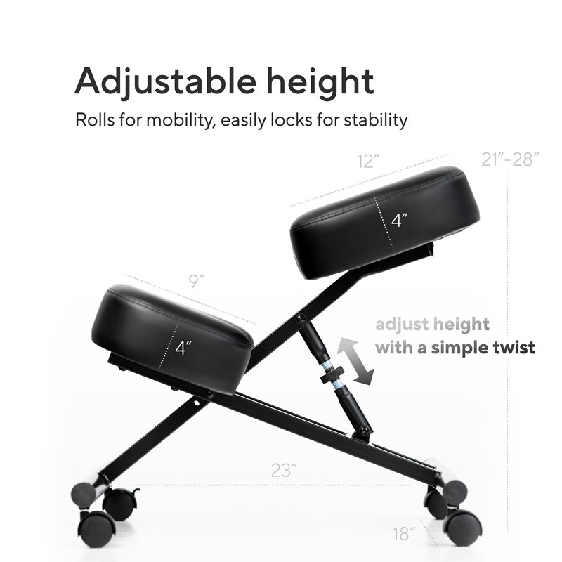 Adjustable Height Ergonomic Kneeling Chair with Footrest