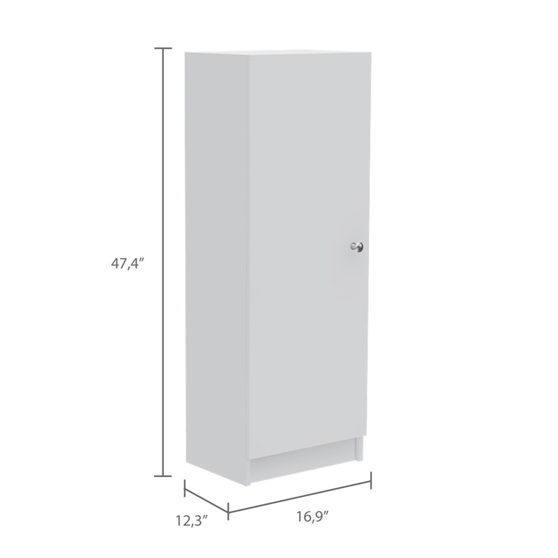 Armoire de rangement à porte simple avec quatre tablettes intérieures Belleria, Blanc