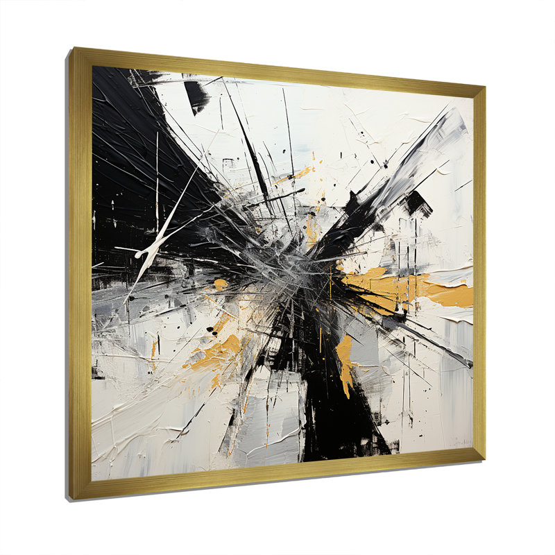 Vecteur lunaire noir et blanc, H 36 po x l 36 po x P 1,5 po, Cadre doré simple