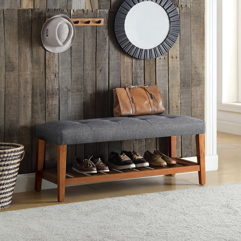 Banc ACME Charla, gris et chêne, Gris, Noyer
