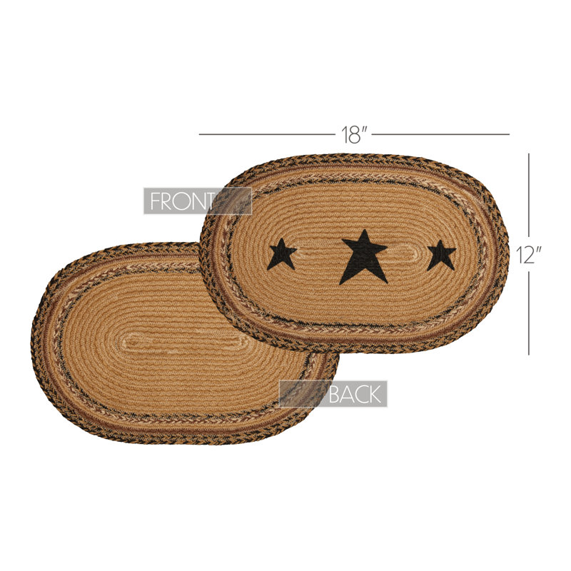 Kettle Grove Geometric Oval Placemat, 18" L x 12" W, Dark Beige