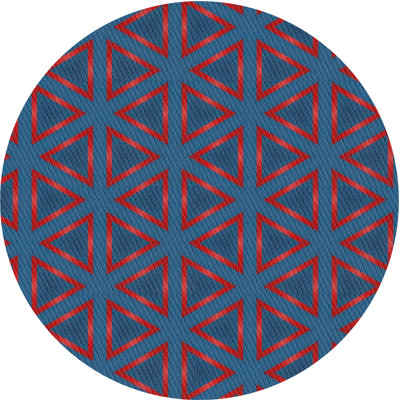 Tapis bleu/rouge à motifs