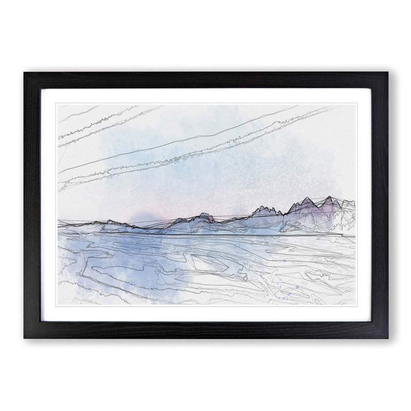 Mountains in Plose Italy in Abstract - Picture Frame Graphic Art Print on MDF, 48cm H x 65cm W x 2cm D, Black Framed