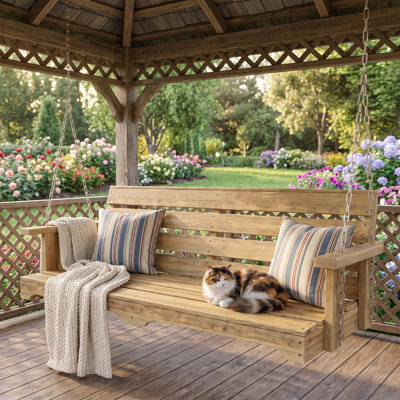 Weathercraft® American Tradition Collection 60" Outdoor Porch Swing with PREMIUM STAINLESS STEEL Chain & Premium SS Hanging Hardware Kit