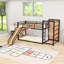 Lit mezzanine avec tablettes, glissade, panier de basketball, anneaux et mur d'escalade